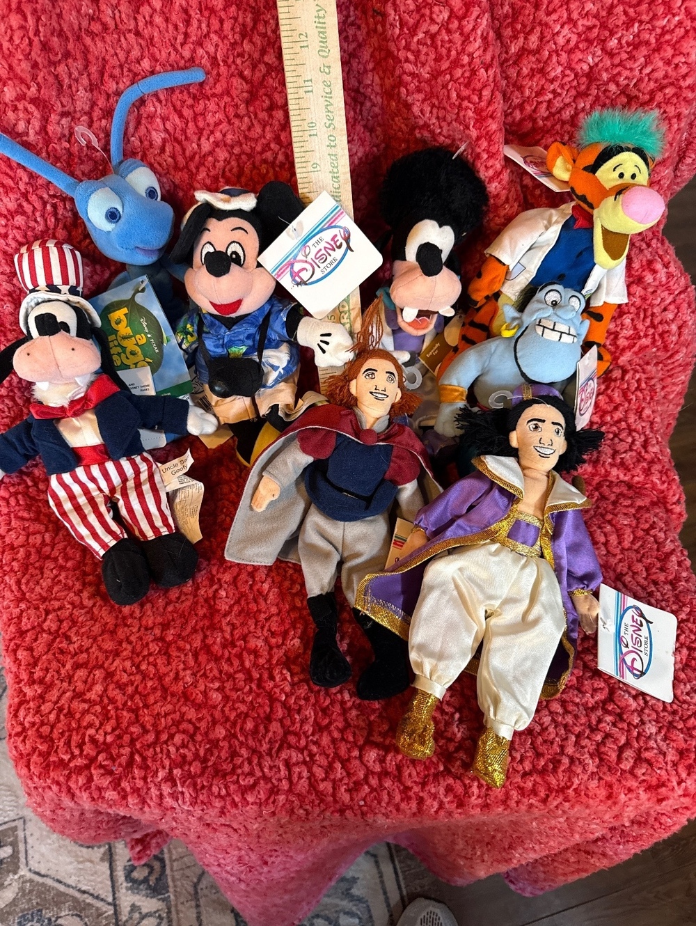 Set of 8 Vintage Disney Character Plush Dolls with Tags